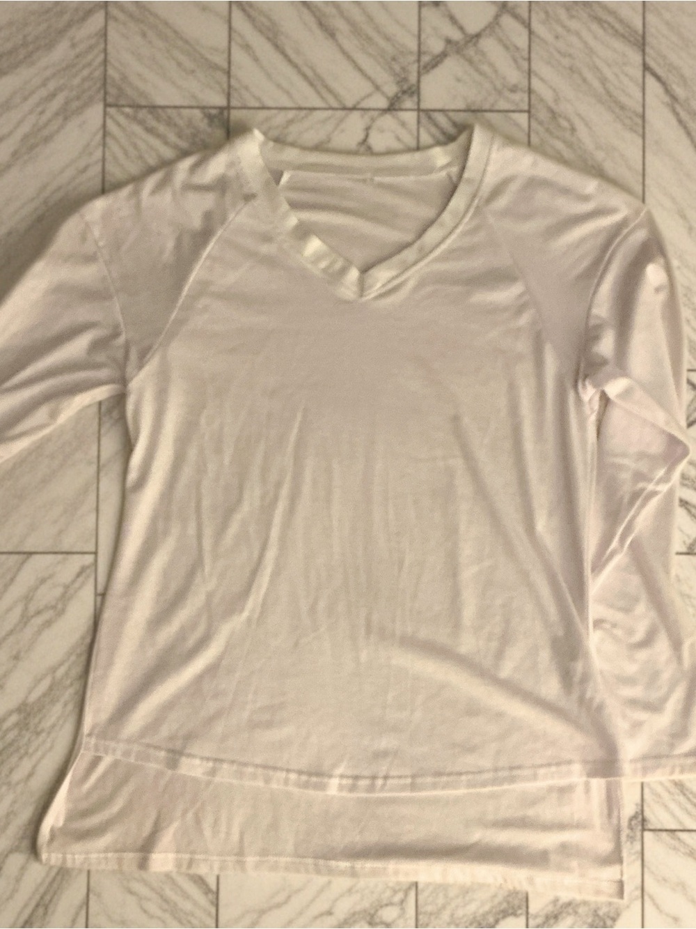 Minimalist White Long Sleeve Soft Stretch Top Size Small , Staple Piece